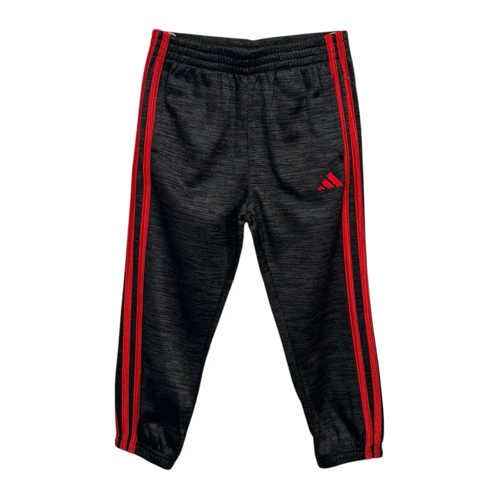 Adidas Toddler Boys Fleece‎ Track Hooded Jacket & Pants Set Size 4T Gray Red